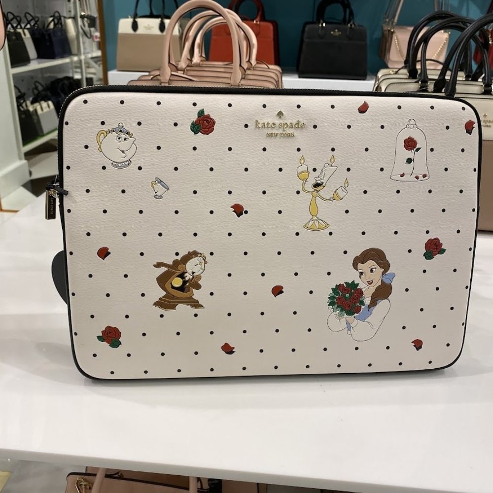 ♠️kate spade X Disney Beauty and the Beast Laptop Sleeve Cream NWT KE664